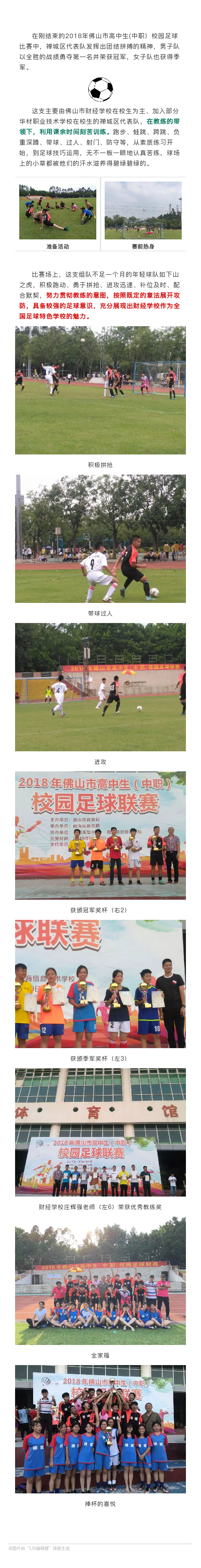 禅城区职校学生足球代表队在2018年佛山市高中生(中职）校园足球比赛中勇夺佳绩