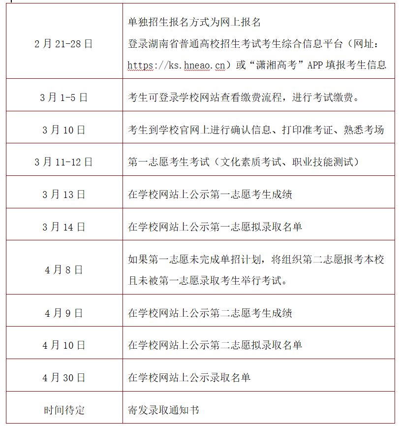 怀化师范高等专科学校2023年单独招生章程