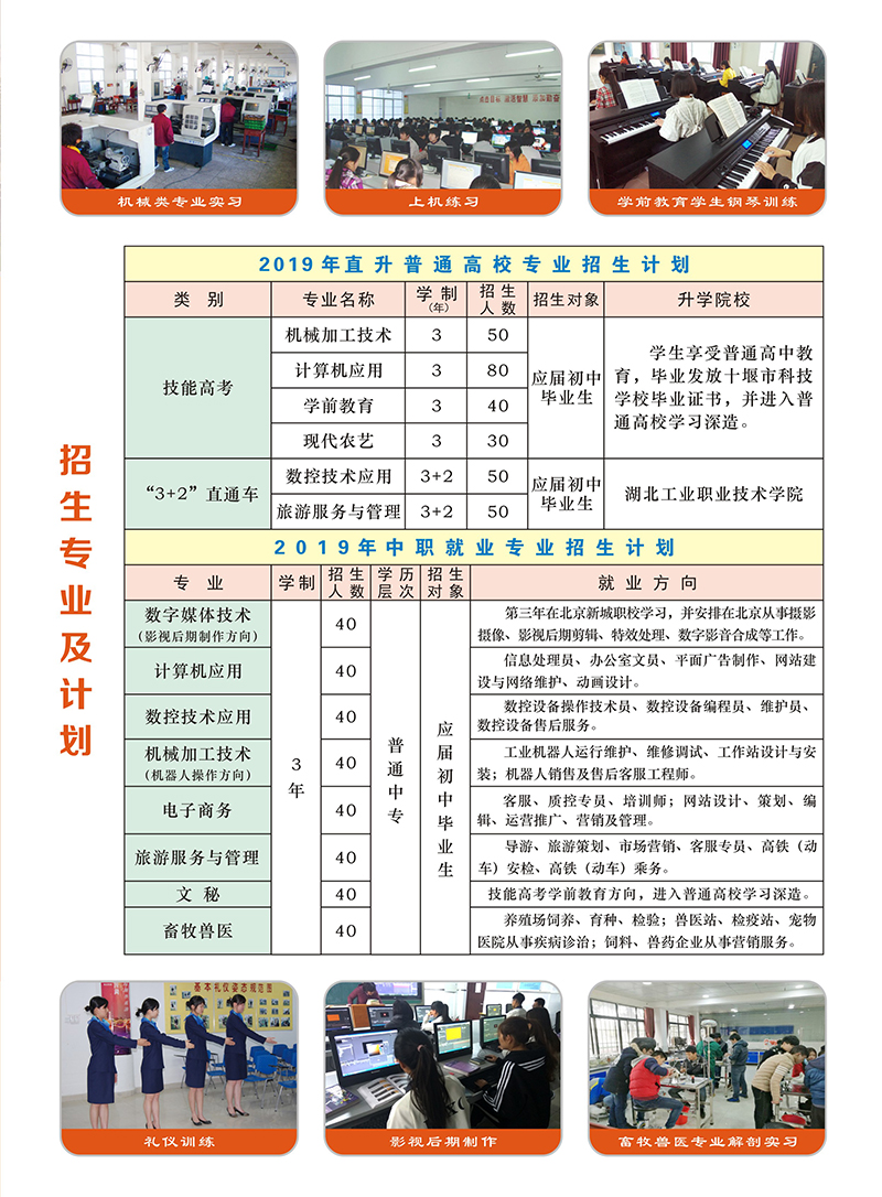 湖北省十堰市科技學校2019年招生簡章