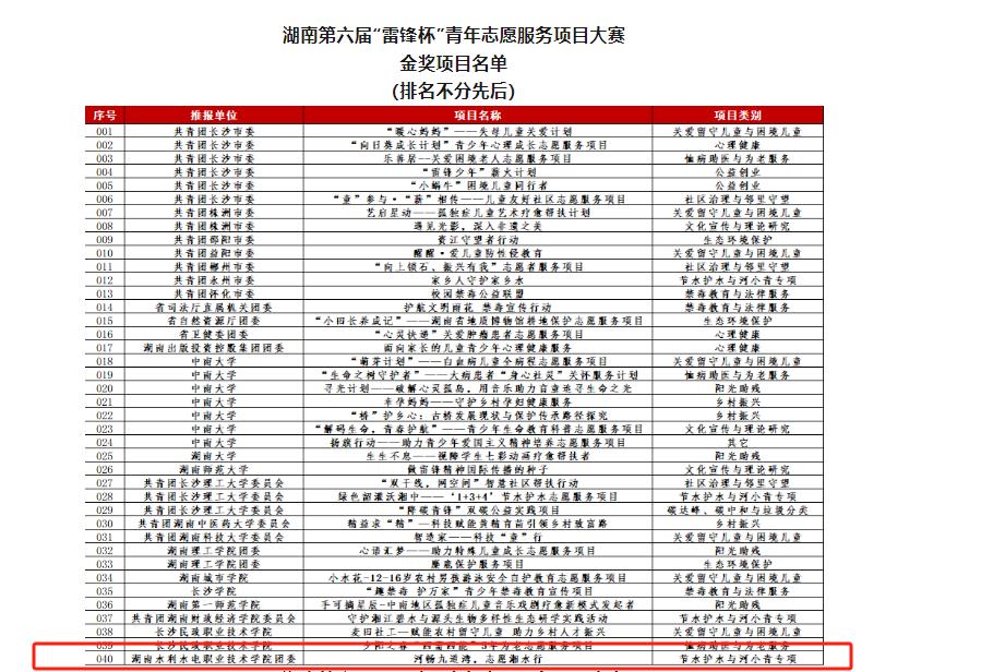 金奖！湖南省第六届“雷锋杯”青年志愿服务项目大赛我校再创佳绩