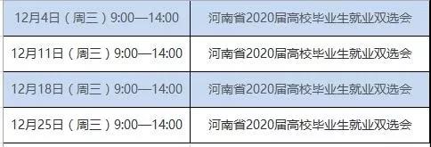 【11月28日】河南省2020届高校毕业生就业双选会参会单位名单